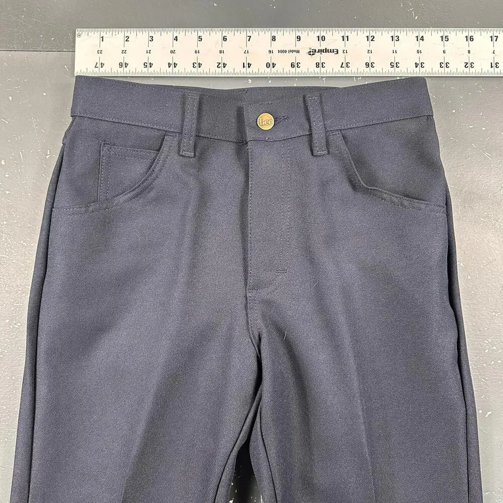 VTG Lee Pants Slacks Mens 28x34 Deep Navy Blue Comfort Stretch Bootcut 70's NWT - Picture 7 of 9